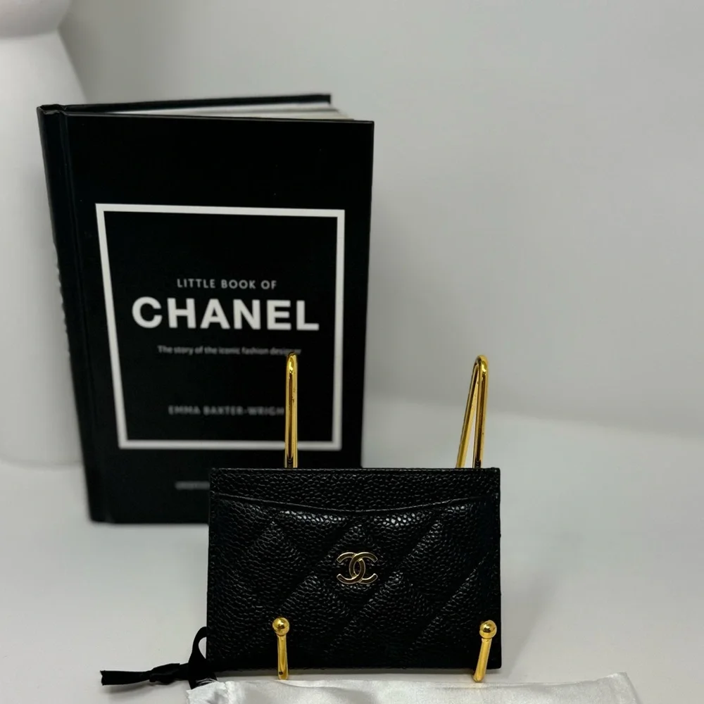 💯CHANEL Black Caviar Quilted Card case w/ Gold Hardware - Picture 4 of 7